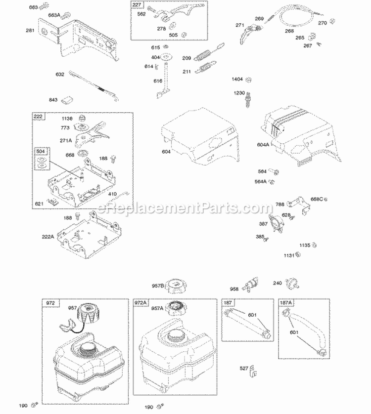 Controls Fuel Supply Governor Spring Diagram and Parts List for 202352-0049-B1  Briggs and Stratton Engine